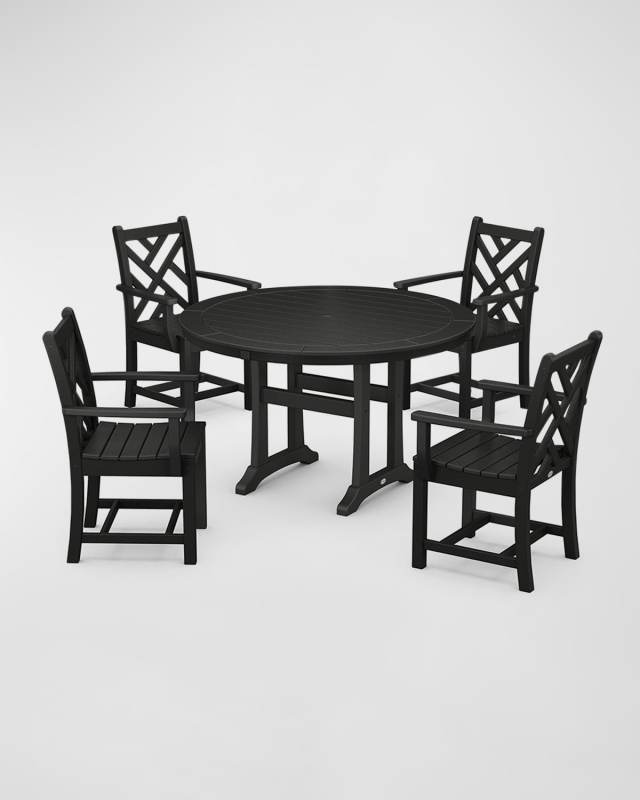 Chippendale 5-Piece Nautical Trestle Dining Arm Chair Set